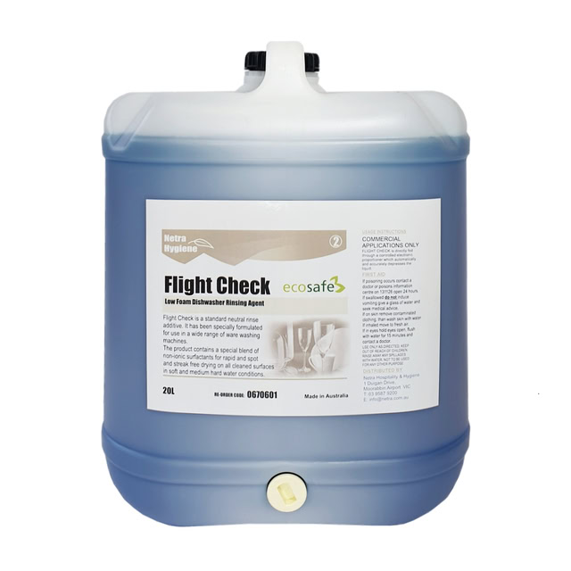 FLIGHT CHECK – RINSE AID & DRYING AGENT BLUE 20L FOR DISHWASHER