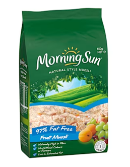 MORNING SUN MUESLI FRUIT 650G LOW FAT Pack Size: 12