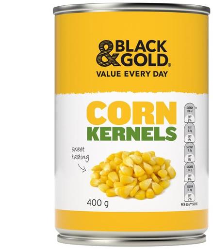 BLACK & GOLD CORN KERNELS 400GM Pack Size: 24