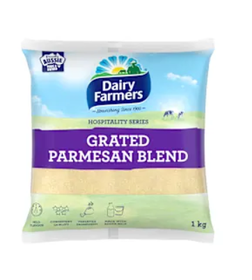 DAIRY FARMERS GRATED PARMESAN CHEESE 1KG Pack Size: 6