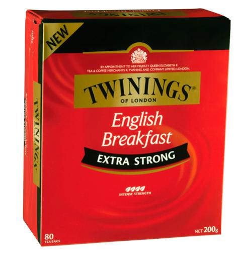TWININGS EXTRA STRONG ENGLISH BREAKFAST TEA BAGS 80S Pack Size: 6