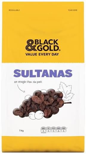 BLACK & GOLD SULTANAS 1KG Pack Size: 12