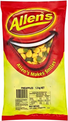 ALLENS PINEAPPLES 1.3KG Pack Size: 6