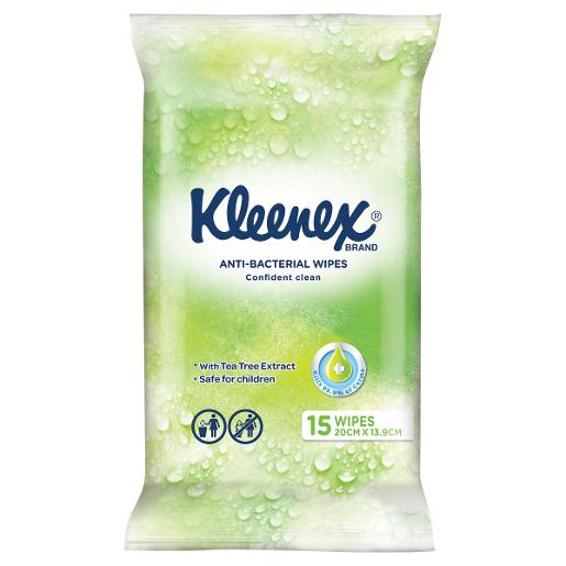 KLEENEX FACIAL TISSUE ANTI BACTERIAL WET WIPES 15S Pack Size: 7