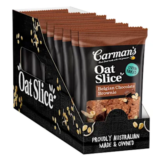 CARMANS BELGIAN CHOCOLATE BROWNIE SNACK OAT SLICE 70GM Pack Size: 12