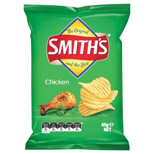 SMITHS CHICKEN CRINKLE POTATO CHIPS 45GM Pack Size: 18