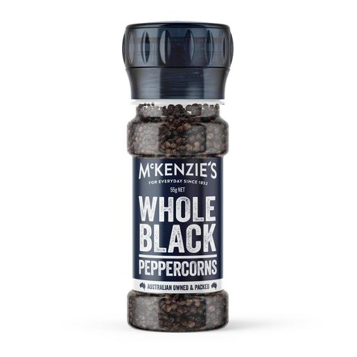 MCKENZIES WHOLE BLACK PEPPERCORN GRINDER 55GM Pack Size: 6