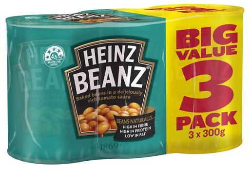 HEINZ TOMATO BAKED BEANS 3X300GM Pack Size: 8