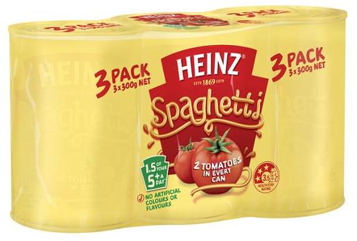 HEINZ TOMATO & CHEESE SPAGHETTI 3X300GM Pack Size: 8