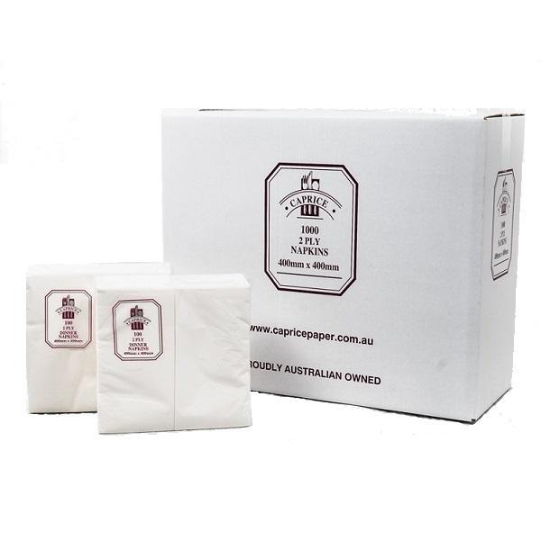 Caprice Ultrasoft Quilted Dinner Napkins White 2 Ply 1000S