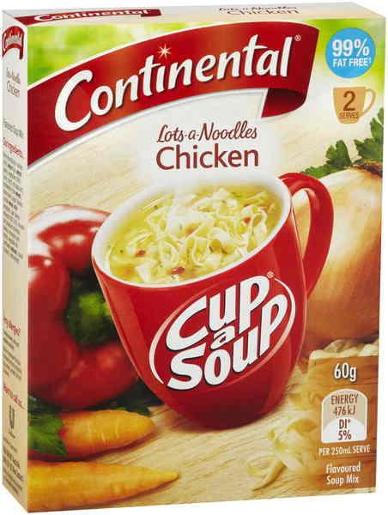 CONTINENTAL CHICKEN LOTS-A-NOODLES SOUP 2 SERVES 60GM Pack Size: 7