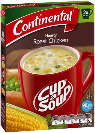 CONTINENTAL HEARTY ROAST CHICKEN CUP-A-SOUP 2 SERVES 75GM Pack Size: 7