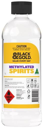 BLACK & GOLD METHYLATED SPIRITS 1L Pack Size: 12