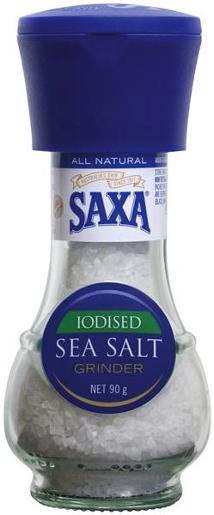 SAXA IODIZED SEA SALT GRINDER 90GM Pack Size: 6