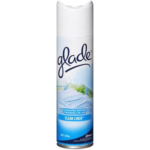 GLADE CLEAN LINEN AIR FRESHENER AEROSOL 200GM Pack Size: 8