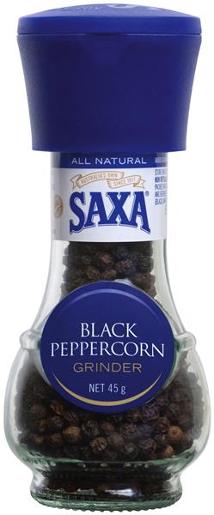 SAXA GRINDER P/CORN BLACK 45GM Pack Size: 6