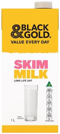 BLACK & GOLD MILK SKIM LONG LIFE UHT 1L Pack Size: 12