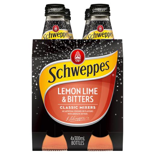 SCHWEPPES LEMON LIME AND BITTERS 4 PACK 300ML Pack Size: 6