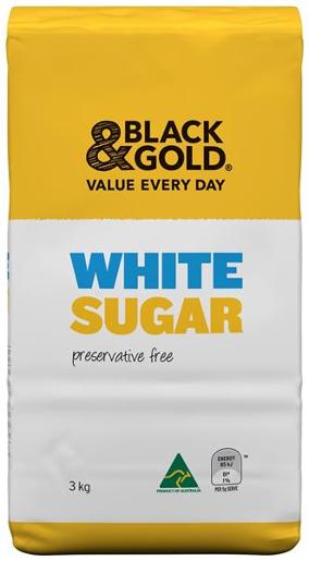 BLACK & GOLD SUGAR WHITE 3KG Pack Size: 4