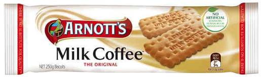 ARNOTTS BISCUITS MILK COFFEE 250GM Pack Size: 16