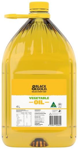 BLACK & GOLD AUSTRALIAN VEGETABLE OIL 4L Pack Size: 4