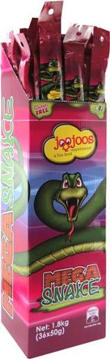 CONFECT TRADING WRAPPED MEGA SNAKES 50GM Pack Size: 36
