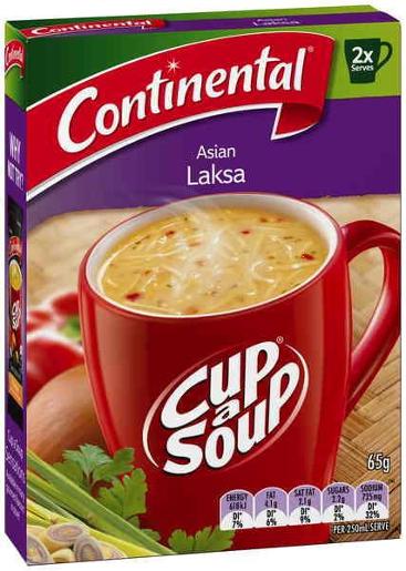 CONTINENTAL ASIAN LAKSA CUP-A-SOUP 2 SERVES 65GM Pack Size: 7