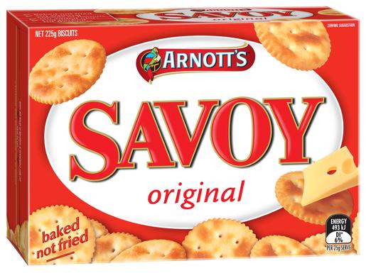ARNOTTS CRACKERS SAVOY ORIGINAL 225GM Pack Size: 20