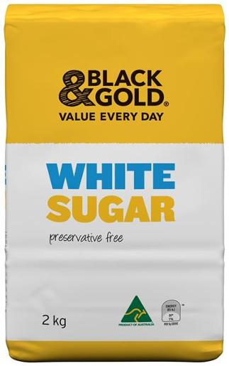 BLACK & GOLD SUGAR WHITE 2KG Pack Size: 6