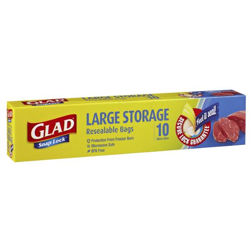 GLAD SNAP LOCK BAGS LARGE STORAGE SIZE 10S Pack Size: 12