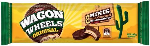ARNOTTS BISCUITS WAGON WHEEL ORIGINAL MINIS 190GM Pack Size: 20