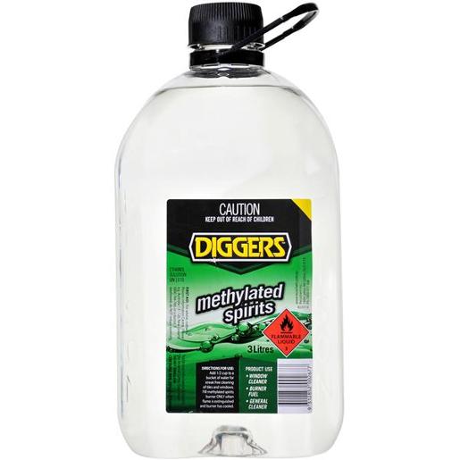 DIGGERS METHYLATED SPIRITS 3L Pack Size: 4