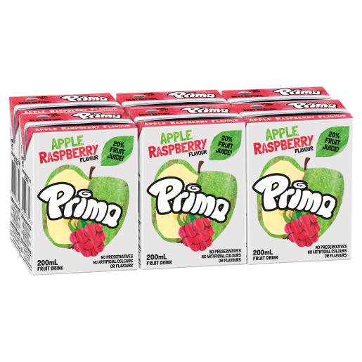 PRIMA APPLE & RASPBERRY FRUIT DRINK 6x200ml Pack Size: 4