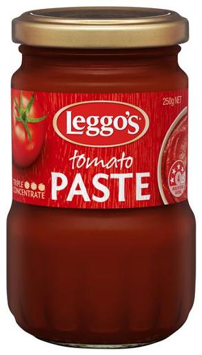 LEGGOS GLASS BOTTLE TOMATO PASTE 250GM Pack Size: 6