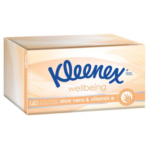 KLEENEX FACIAL TISSUE EXTRACARE ALOE VERA WHITE 140S Pack Size: 24