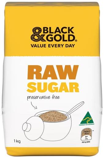 BLACK & GOLD RAW SUGAR 1KG Pack Size: 12