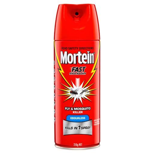 MORTEIN KNOCKDOWN ODOURLESS FLY & MOSQUITO KILLER AEROSOL 250GM Pack Size: 9