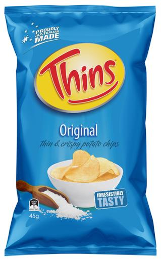 THINS ORIGINAL POTATO CHIPS 45GM Pack Size: 18