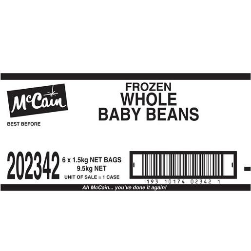 MCCAIN WHOLE BEANS 1.5KG Pack Size: 6