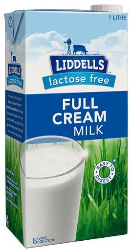 LIDDELLS LACTOSE FREE FAT FREE MILK UHT 1L Pack Size: 12