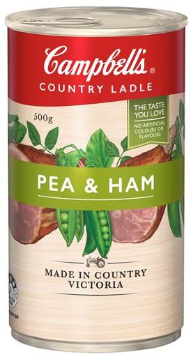 CAMPBELLS COUNTRY LADLE SOUP HOMESTYLE PEA AND HAM 500G Pack Size: 12