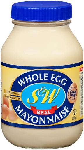 S & W WHOLE EGG MAYONNAISE 880GM Pack Size: 6