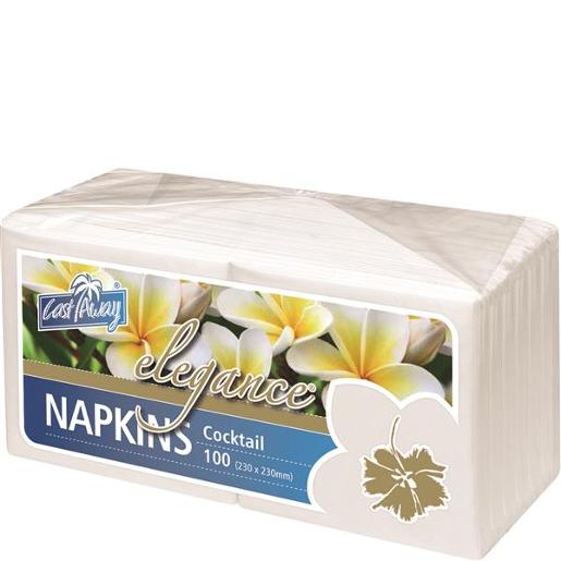 CAST AWAY NAPKIN ELEGANCE COCKTAIL WHITE 100S Pack Size: 10