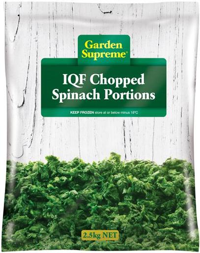 GARDEN SUPREME FROZEN CHOPPED SPINACH 2.5KG Pack Size: 4