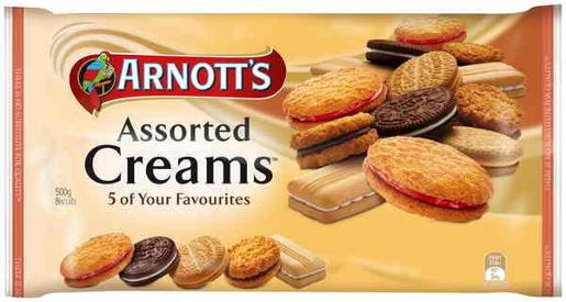 ARNOTTS BISCUITS ASSORTED CREAMS 500GM Pack Size: 8