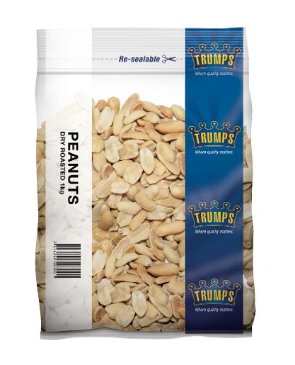 TRUMPS DRY ROASTED PEANUTS 1KG Pack Size: 10