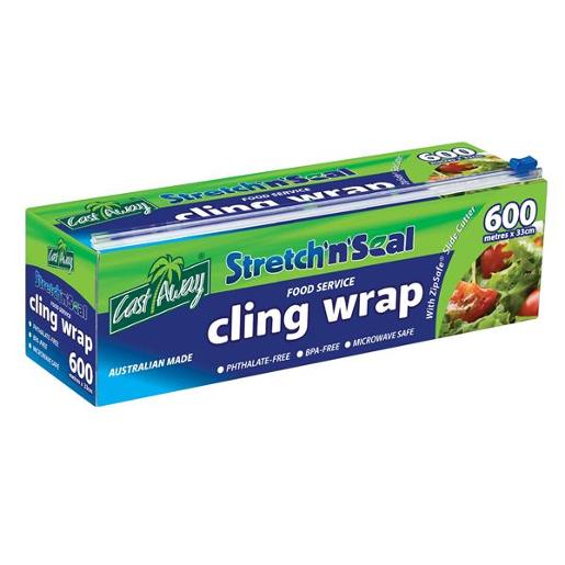 CAST AWAY CLING WRAP ECONOMY ZIP SAFE DISPENSER 33CM X 6M 1EA Pack Size: 6