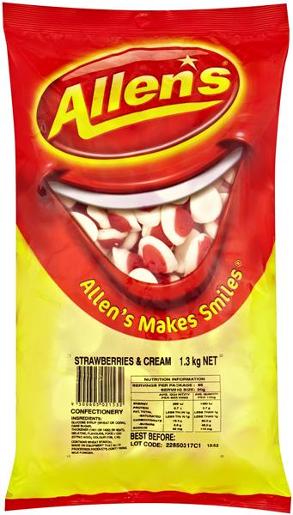 ALLENS STRAWBERRIES & CREAM 1.3KG Pack Size: 6