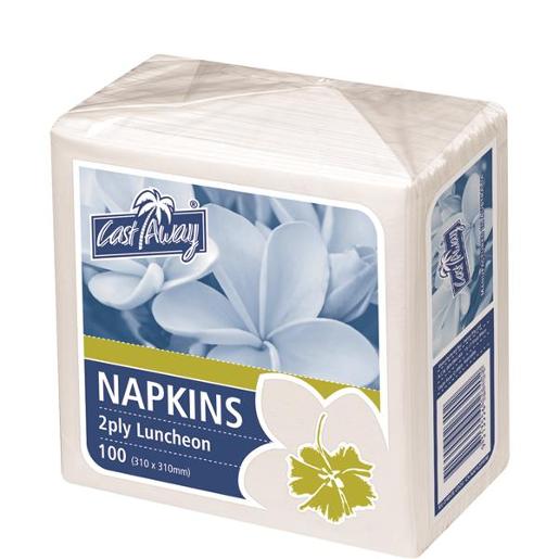 CAST AWAY NAPKIN 2PLY LUNCHEON WHITE 100S Pack Size: 20