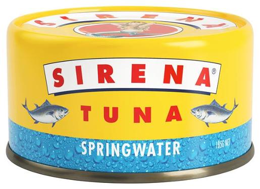 SIRENA TUNA IN SPRINGWATER 185G Pack Size: 24